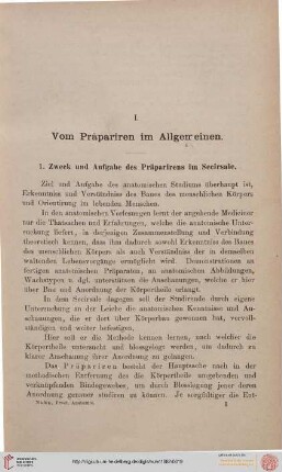 I. Vom Präpariren im Allgemeinen