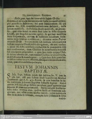 Festum Johannis Baptistae