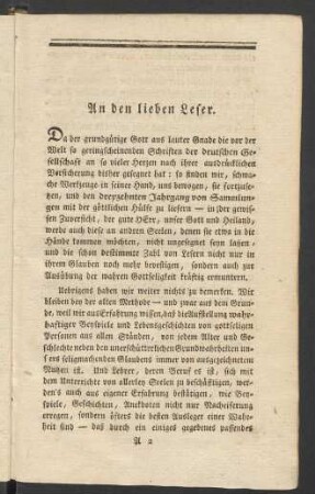 An den lieben Leser