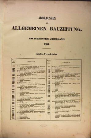 Allgemeine Bauzeitung  : mit Abbildungen ; österreichische Vierteljahrschrift für den öffentlichen Baudienst. 20. 1855