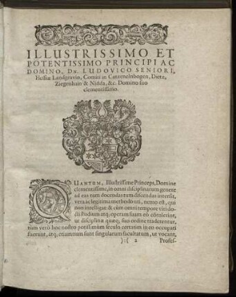 Illustrissimo ... Dn. Ludovico Seniori, Hessiae Landgravio ...