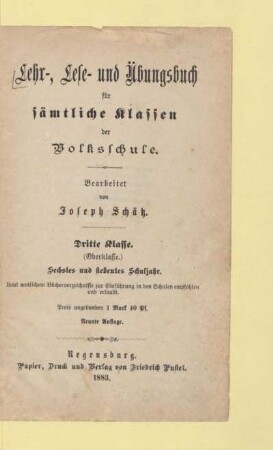 Kl. 3 = (Oberkl.) 6. u. 7. Schulj: [Kl. 3 = (Oberkl.) 6. u. 7. Schulj]