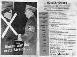 Flugschrift im Layout der Kölnischen Zeitung mit einer Chronologie von November 1942 bis Juli 1943