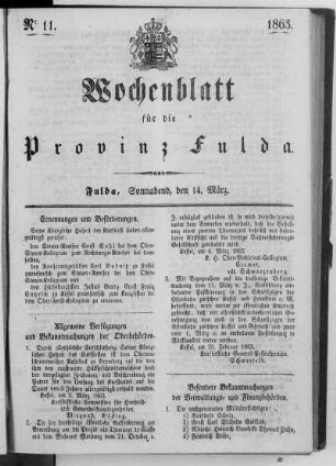 Nr. 11, Ausgabe vom 14. März 1863