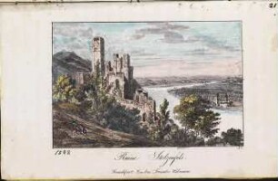 'Ruine Stolzenfels - (Nr.)57, Frankfurt/M. bei Friedr. Wilmans' aquarellierte Radierung