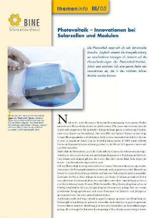 Photovoltaik - Innovationen bei Solarzellen und Modulen.