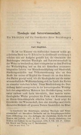 Jahrbücher für protestantische Theologie. 7. 1881