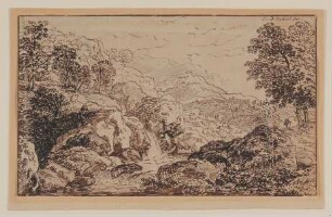 Felslandschaft mit Wasserfall