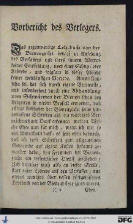 Vorbericht des Verlegers.