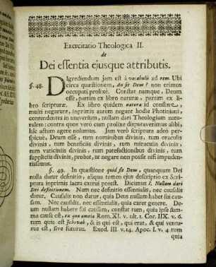 Exercitatio Theologica II. de Dei essentia ejusque attributis.
