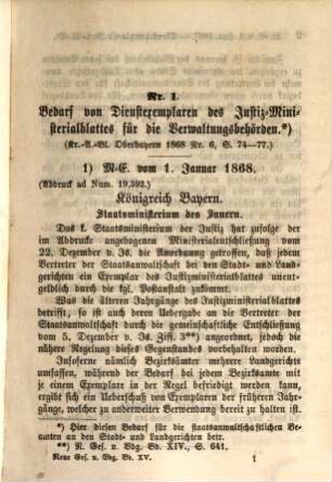 Neue Gesetze, Verordnungen etc. für das Königreich Bayern, 15. 1868 (1870)