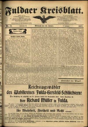 Zweite Ausgabe vom Mittwoch, den 23. Januar 1907.