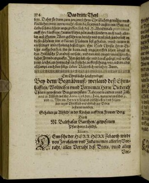 Ein Christliche Leichpredigt/ Bey dem Begräbnuß/ weiland deß Ehrnhafften/ Wolweisen unnd Vornemen Herrn Diederich Eselers [...]