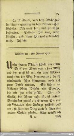 Tribsees den 18ten Junius 1748