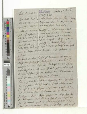 Brief an Johanna Goldschmidt