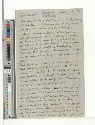 Brief an Johanna Goldschmidt
