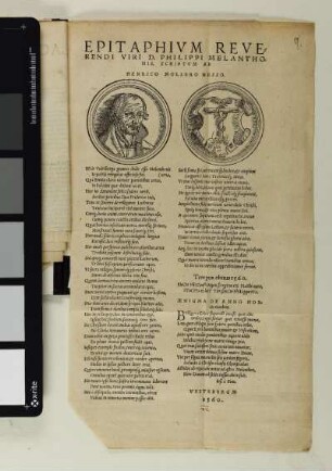 Epitaphium Reve-||rendi Viri D. Philippi Melantho-||nis, Scriptum