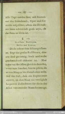 § 17. Grosses Ballhaus. Bälle und Tänze