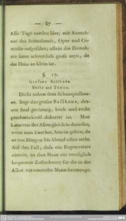 § 17. Grosses Ballhaus. Bälle und Tänze
