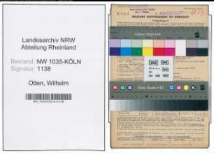 Entnazifizierung Wilhelm Otten , geb. 07.05.1901 (Bergingenieur)