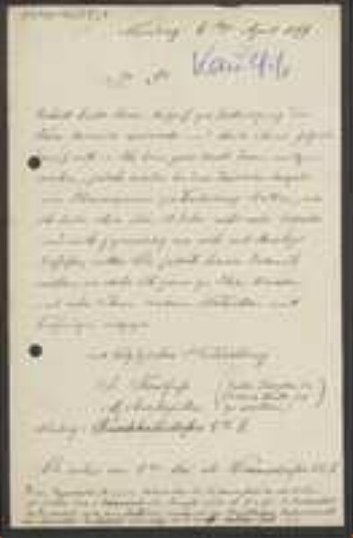 Brief von Johannes Simon Kaulfuß an Unbekannt