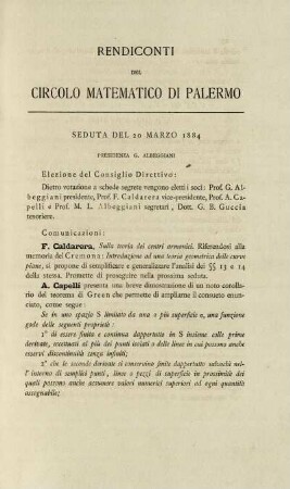 Rendiconti del circolo matematico di palermo.