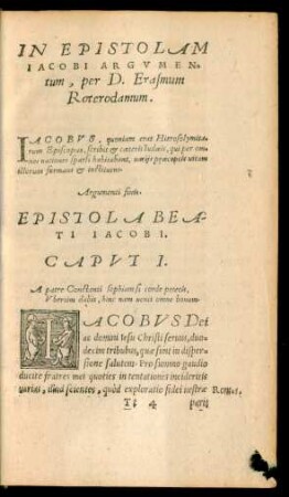 In Epistolam Iacobi Argumentum ...