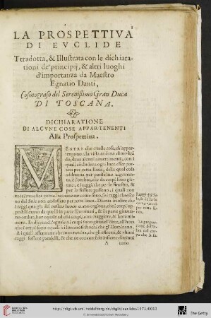 Dichiaratione di alcvne cose appartenenti alla Prospettiua