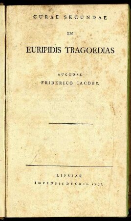 Curae Secundae In Euripidis Tragoedias