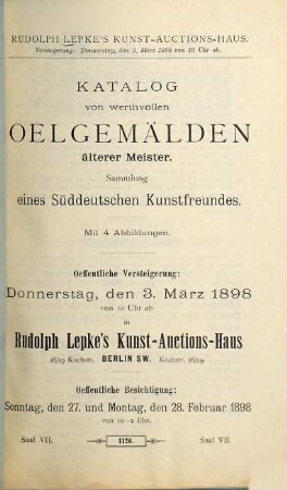 Sammlung von Kunstauctions-Catalogen : Von Rudolph Lepke, 268