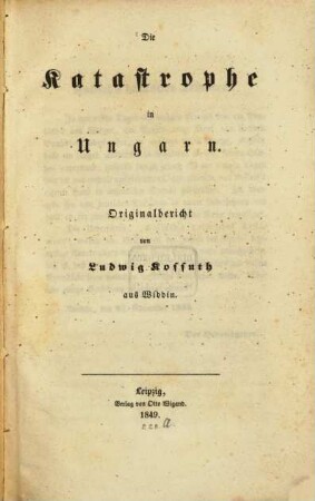 Die Katastrophe in Ungarn : Originalbericht