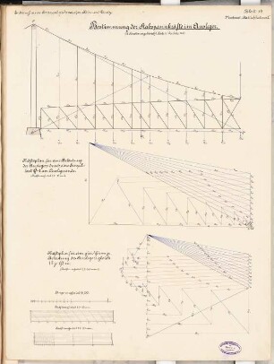 Straßenbrücke Köln-Deutz Schinkelwettbewerb 1892: Ausleger. Kräftepläne 1:150