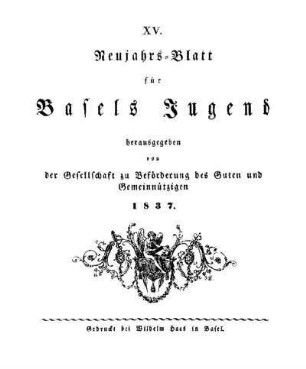 15: Neujahrsblatt für Basels Jugend - 15.1837