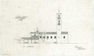 Gsaenger, Gustav; Augsburg - Pfersee (Bayern); Ev. St. Pauls Kirche - Vorprojekt, Ostseite (Ansicht)