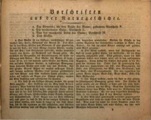 Vorschriften aus der Naturgeschichte, Erdebeschreibung, Himmelskunde ... : zum Schul- und Hausgebrauch