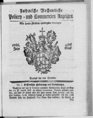 49tes Stück, Ausgabe vom 6. December 1766