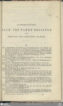 Alphabetisches Sach- und Namen-Register zum ersten und zweiten Bande.