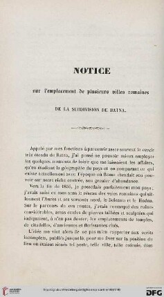 Notice sur l'emplacement de plusieurs villes romaines