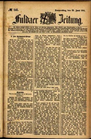 Ausgabe vom Donnerstag, den 23. Juni 1881.