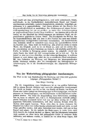 Von der Weiterleitung pädagogischer Anschauungen : ein Wort zu der vom Zentralrat für Erziehung und Unterricht geplanten Leipziger "Pädagogischen Woche"