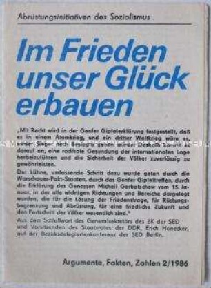 Propagandablatt des Zentralvorstandes der DSF zur Militärpolitik des Warschauer Vertrages