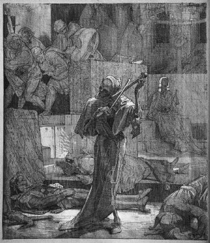 Der Tod als Würger : Alfred Rethel (1822-1859). Auf das erste Auftreten der Cholera in Paris 1831, Format 36,8 x 33 cm