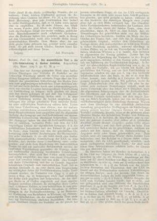 105-107 [Rezension] Scholz, Ant., Der masorethische Text u. die LXX-Uebersetzung d. Buches Jeremias