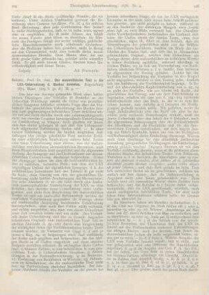 105-107 [Rezension] Scholz, Ant., Der masorethische Text u. die LXX-Uebersetzung d. Buches Jeremias