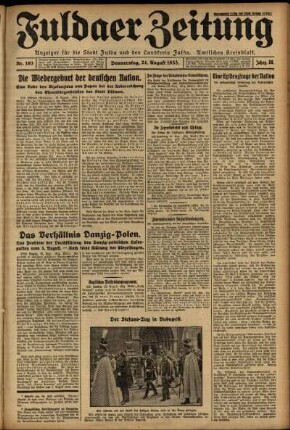 Erste Ausgabe vom Donnerstag, den 24. August 1933.