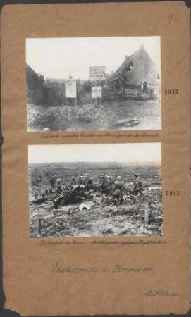 Erstürmtes englisches Quartier im Kampfgelände des Kemmel