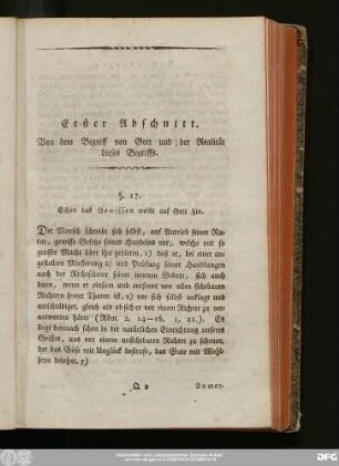 Erster Abschnitt. Von dem Begriff von Gott und jeder Realität dieses Begriffs.