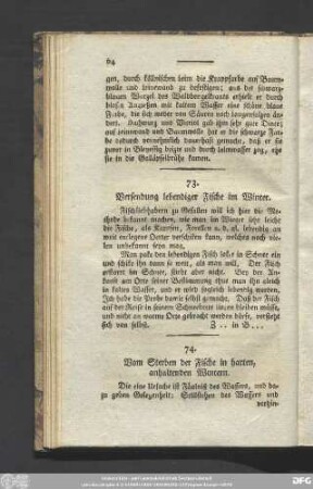 74. Vom Sterben der Fische in harten, anhaltenden Wintern.