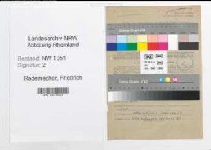 Entnazifizierung Friedrich Rademacher , geb. 10.09.1896 (Ingenieur)