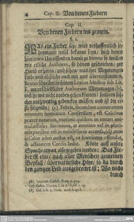 Cap. II. Von denen Fiebern ins gemein